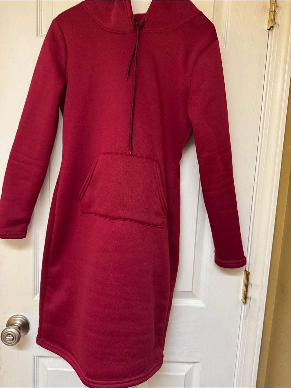 Women's Red Hooded Longline Sweatshirt